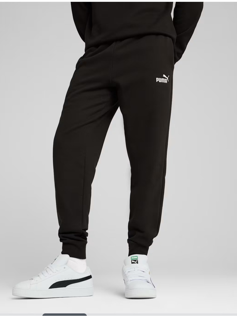 Puma men’s black Jogger Pants with White Logo. Size M